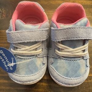Stride Rite Kids' Blue and Pink Leather Velcro Sneakers